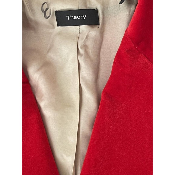THEORY Suit 2 Pc Red Velvet Coat Pants New Silk Lining Size 8 Holiday Career - Picture 8 of 15
